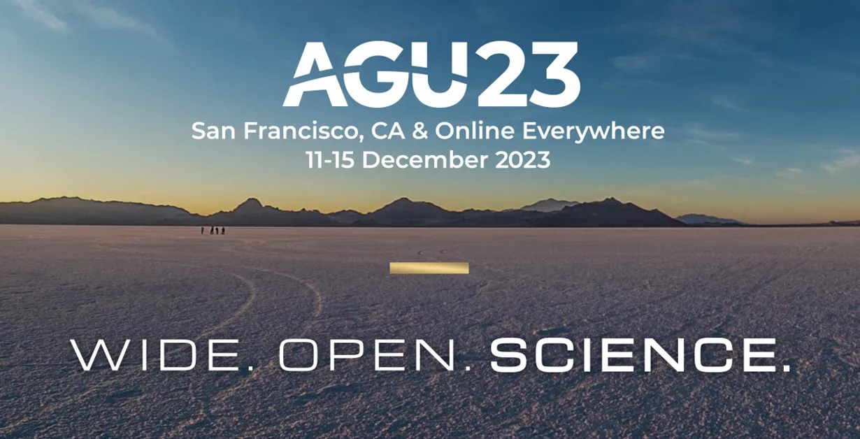 Logo for the American Geophysical Union Fall Meeting showing the hosirzon at dusk