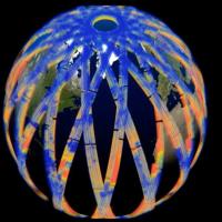 A visualization of data from the PREFIRE mission showing brightness temperature around the globe.