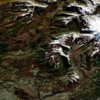 True color reflectance Harmonized Landsat Sentinel-2 image of fall colors in Chile from the MSI instrument aboard the Sentinel-2C platform on 9 May 2026.
