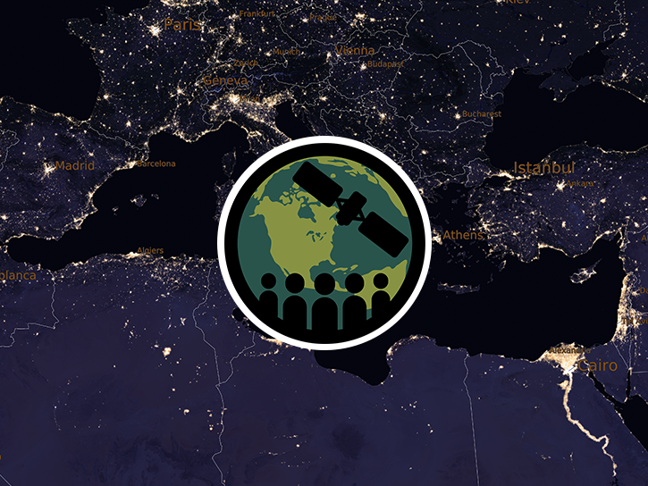 Night light map of the world with ARSET logo on top