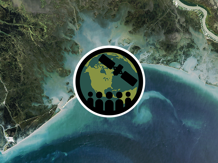 Image of Rupert Bay shows water stained dark brown with tannins and lignins from rivers flowing through boreal forests and wetlands. 
