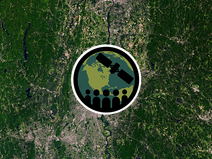 Image of minimal unsupervised land cover classification map, with ARSET logo in the middle.