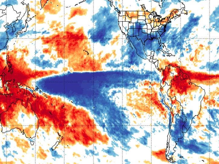 El Niño patterns of precipitation for December-January-February, from GPM_3IMERGM, version 07.