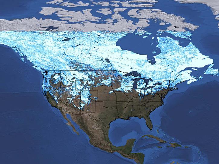 IceSat image of snow cover over North America