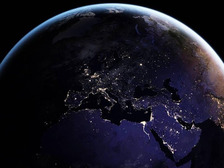 Black Marble image of Europe and Africa