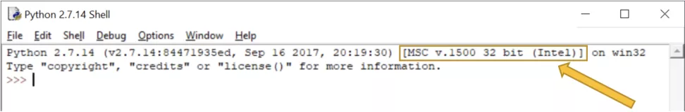Image shows the Python Shell displaying version number