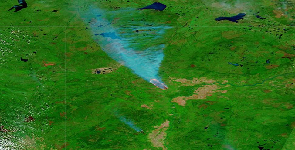 Wildfires in Alberta, Canada on 19 May 2019 (MODIS/Terra)