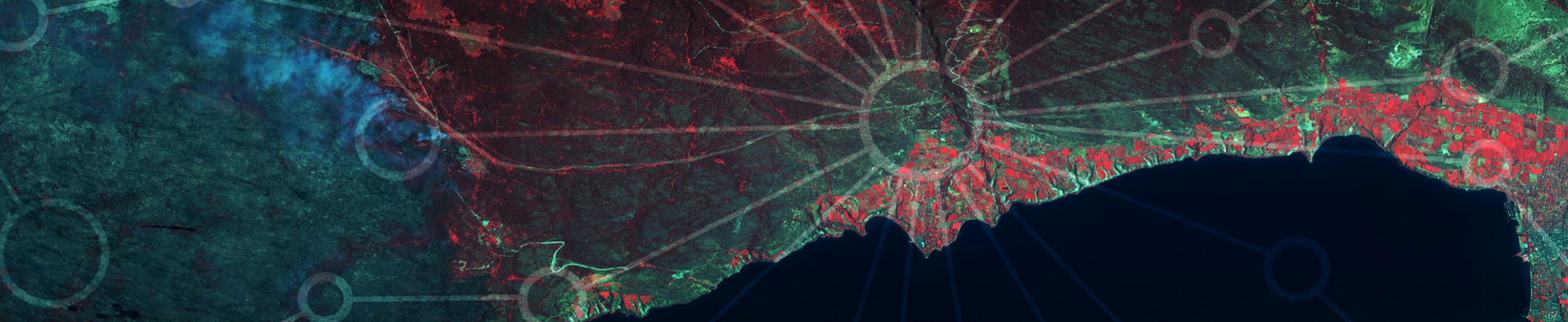 land data with circles highligting different points