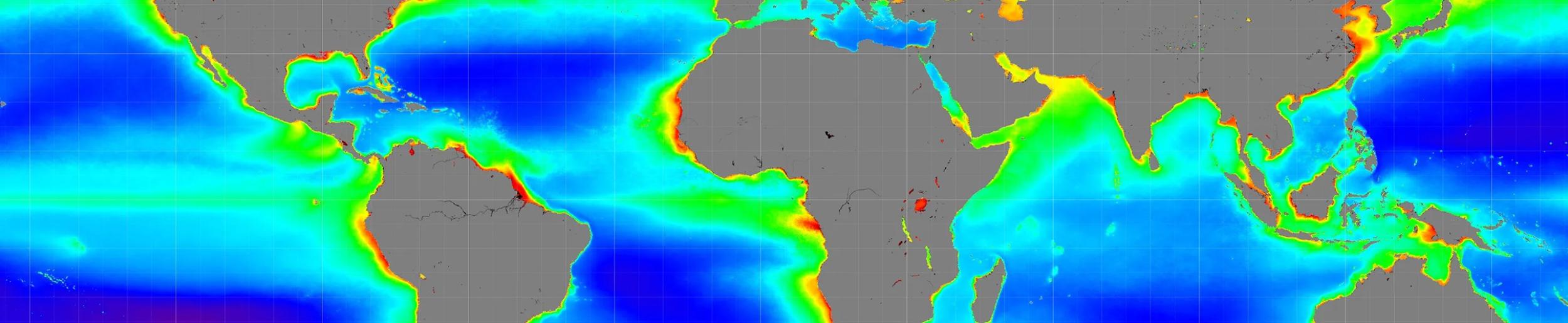 image of ocean color data on world map