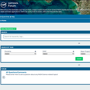 Screenshot of the Earthdata Forum website