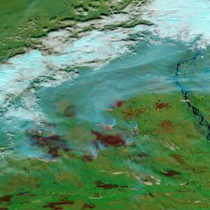 Worldview image showing fires in Sakha Republic, Russia on 12 September 2021 (Aqua/MODIS