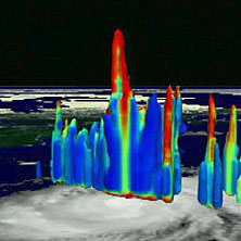 Hurricane Bonnie's cumulonimbus storm clouds towered 18 kilometers from the eye of the storm. 