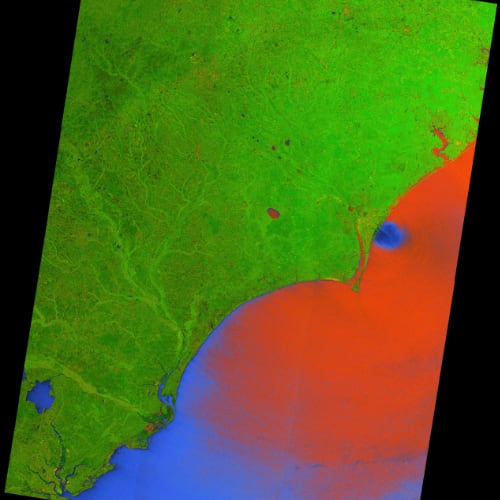 Sentinel-1 image showing Hurricane Florence making landfall off the Carolina coast