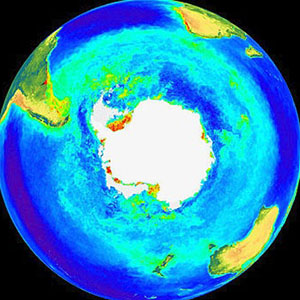 SeaWiFS image of the Southern Hemisphere, September 1997 to August 1998.