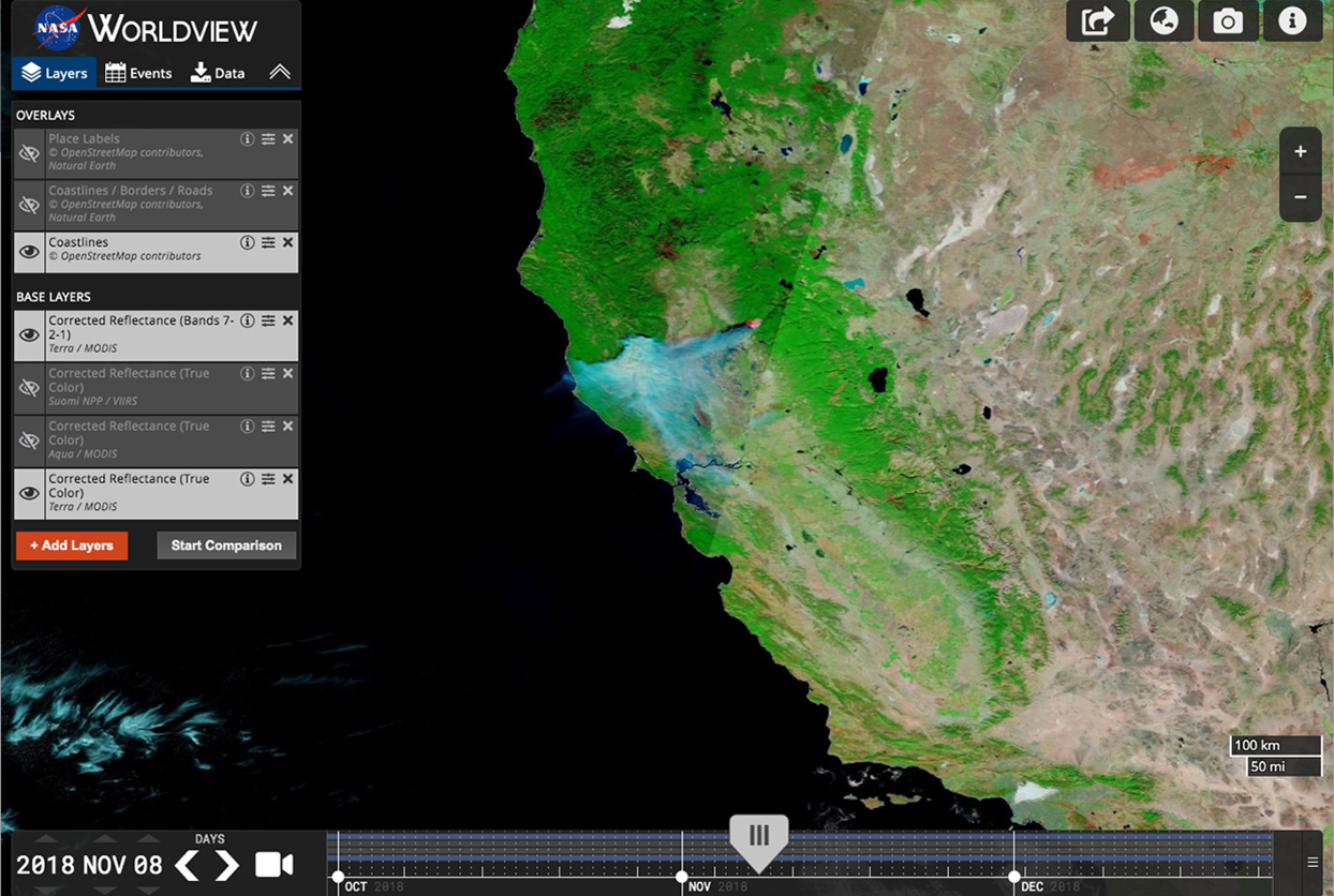 This is a Worldview screenshot of California. 