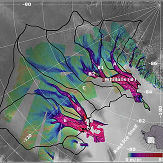 Glaciologists used MAMM radar data to clock the movement of glaciers feeding the enormous Ross Ice Shelf. 