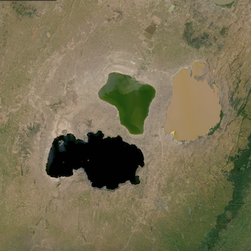 True-color corrected reflectance image of Lakes in Ethiopia: Lakes Shalla/Shala, Abiata/Abijatta, and Langano on 5 November 2021