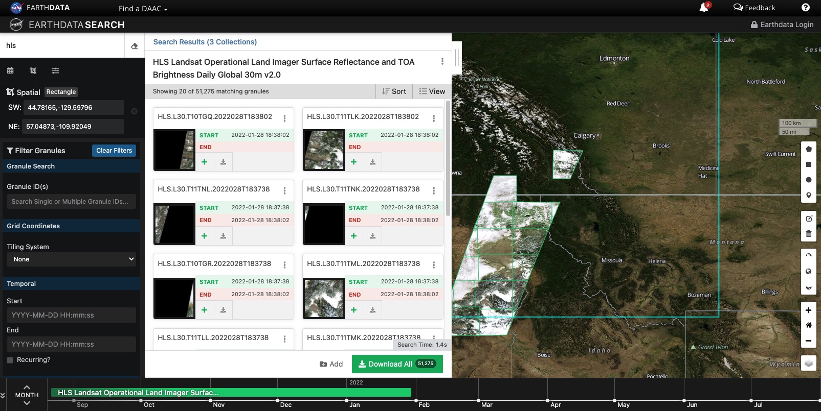 ED Search displaying HLS data over Washington area