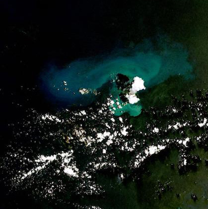 HLS thumbnail image of white volcano plume over water