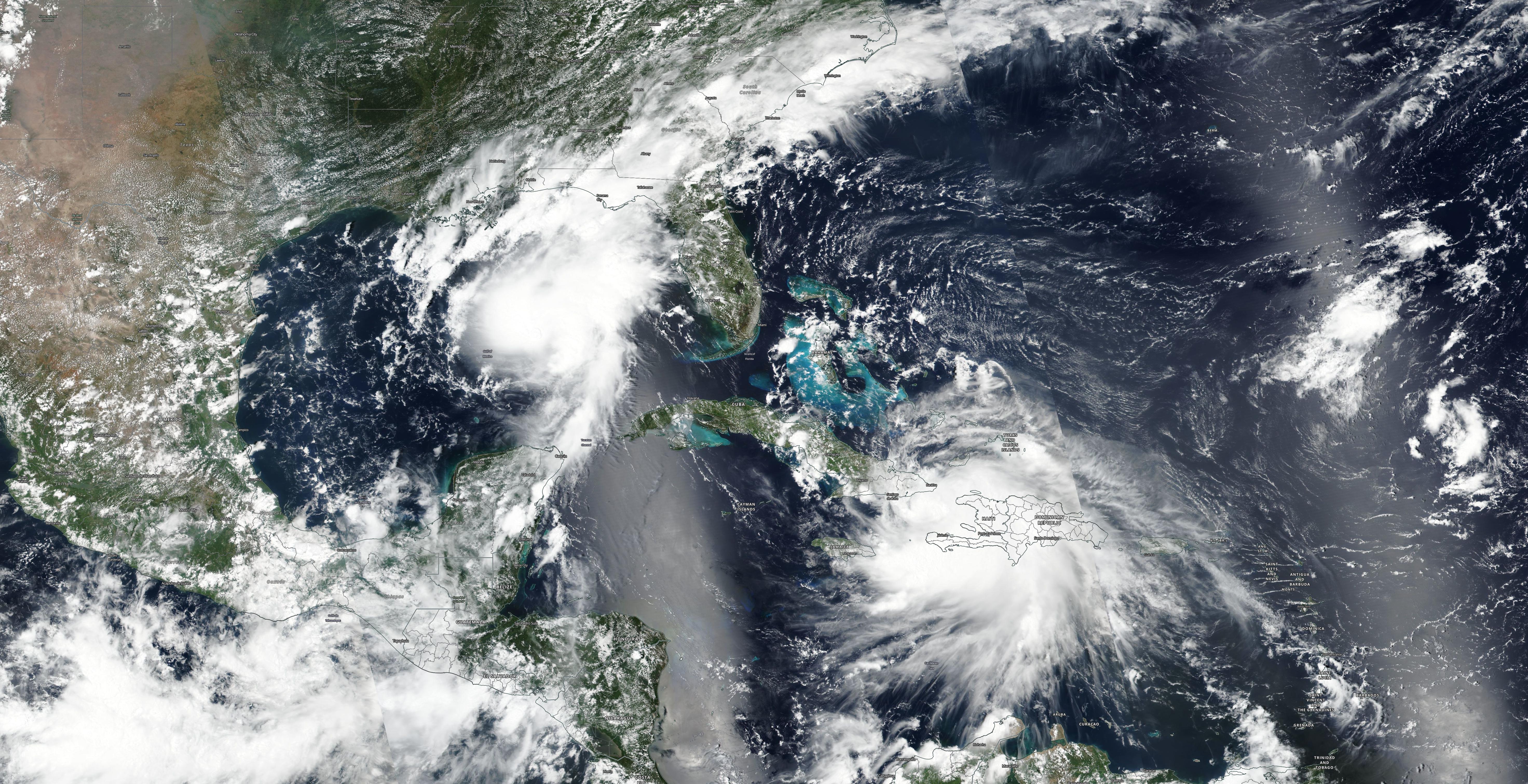 Tropical Storms Marco and Laura - VIIRS - 24 AUG 2020