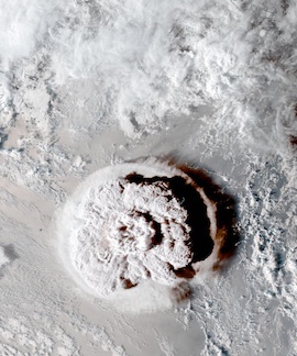 This is a satellite view of the Hunga-Tonga eruption. 