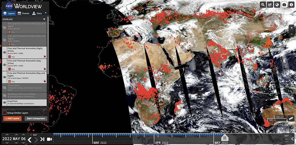 image of NASA Worldview interface