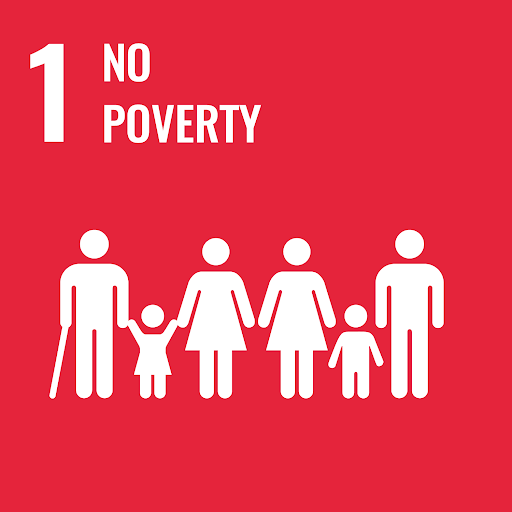 Red icon with number 1 and text No Poverty