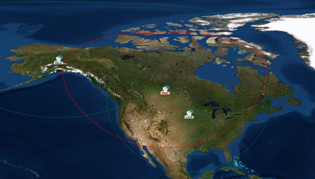 Image of Landsat ground station coverage over North America