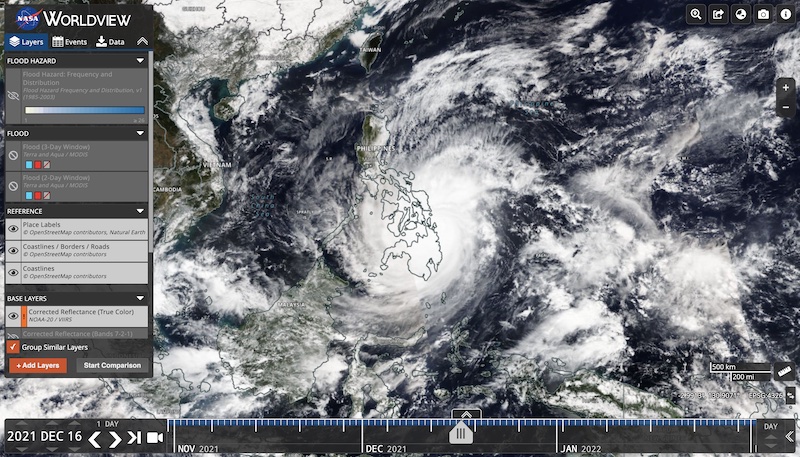 Screenshot of Super Typhoon Rai on 16 December 2021