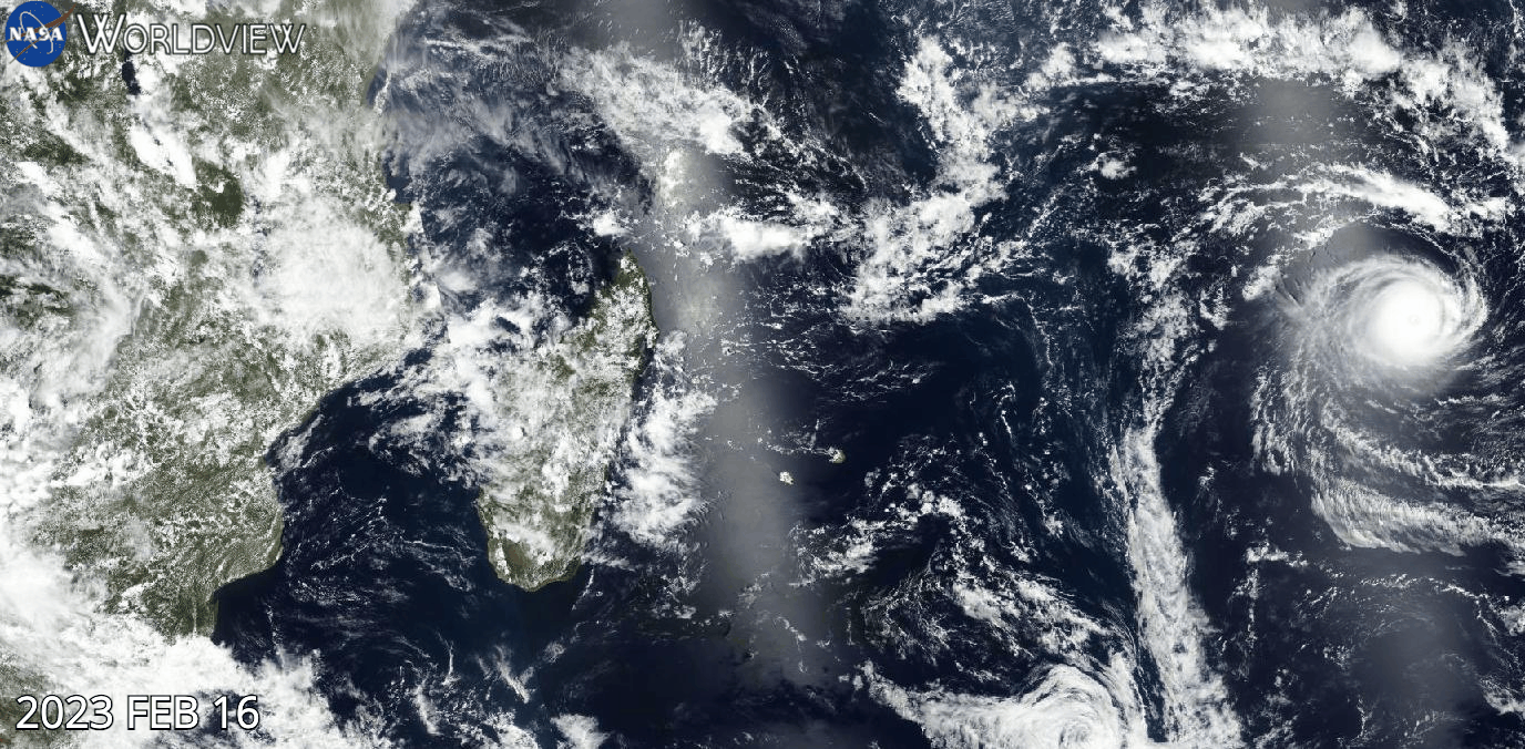 Animation of Tropical Cyclone Freddy over Madagascar from 16 to 21 February 2023 from the VIIRS instrument aboard the joint NASA/NOAA Suomi NPP satellite