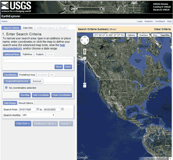 USGS Earth Explorer Screen Capture
