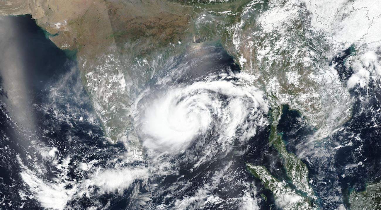 True color corrected reflectance image of Cyclonic Storm Mocha in the Bay of Bengal on 11 May 2023 from the VIIRS instrument aboard the joint NASA/NOAA Suomi NPP satellite