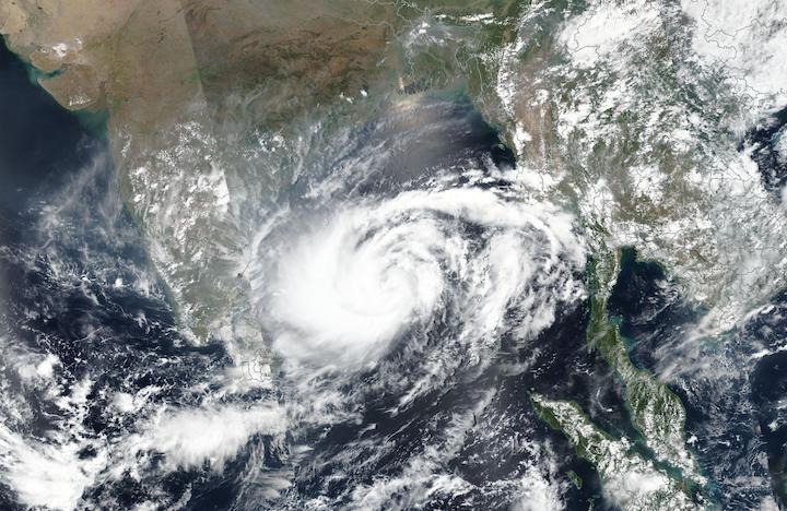 True color corrected reflectance image of Cyclonic Storm Mocha in the Bay of Bengal on 11 May 2023 from the VIIRS instrument aboard the joint NASA/NOAA Suomi NPP satellite