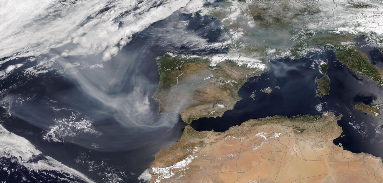 Image of smoke from fires in Canada reaching Europe on 27 June 2023 from the VIIRS instrument aboard the joint NASA/NOAA NOAA-20 satellite 