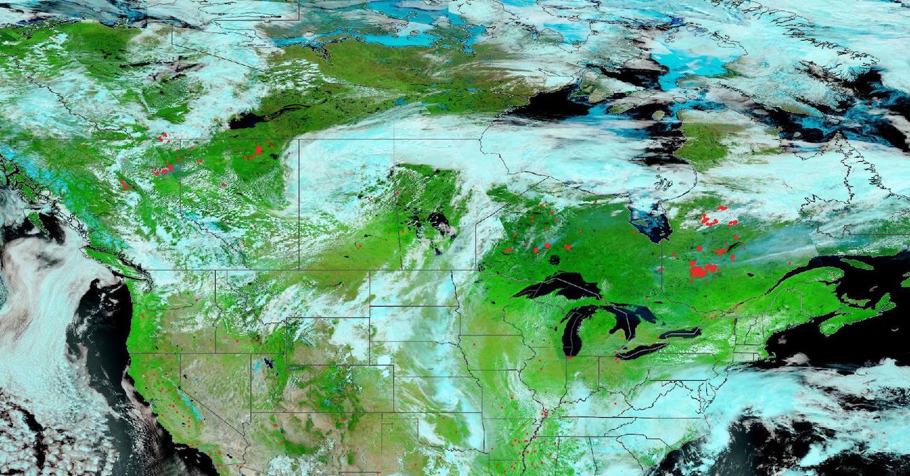 - False color image of fires burning across Canada on 21 June 2023 from the VIIRS instrument aboard the joint NASA/NOAA Suomi NPP Satellite