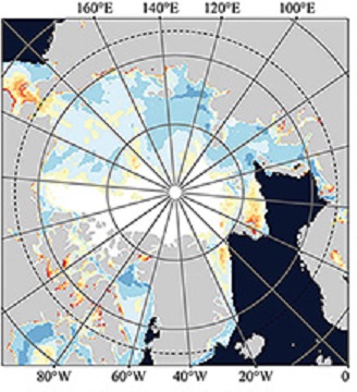 The image above shows Arctic sea ice from NASA SSM/I in 2011.