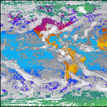 The image above shows part of an ISCCP single global snap-shot of clouds.