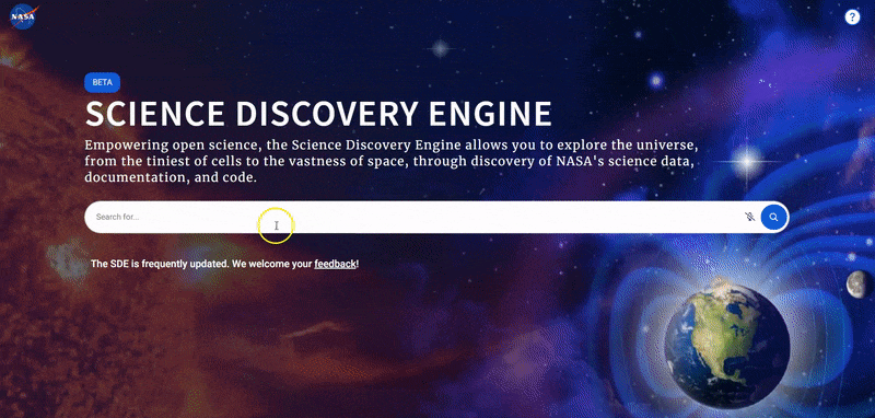 GIF showing the Science Discovery Engine functionality