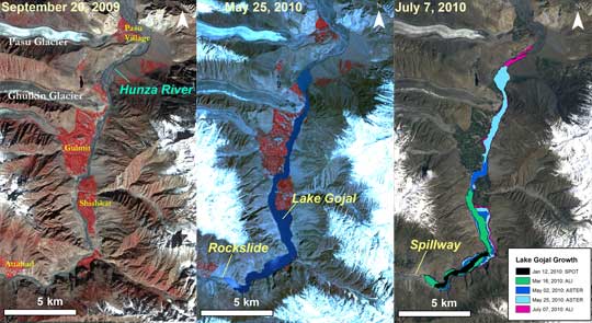 Data image showing how the Hunza River transformed into Lake Gojal