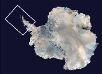 Map showing Antarctica and the Antarctic Peninsula