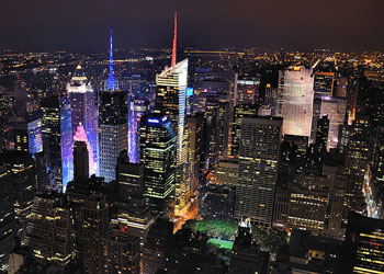 Photograph of New York City at night