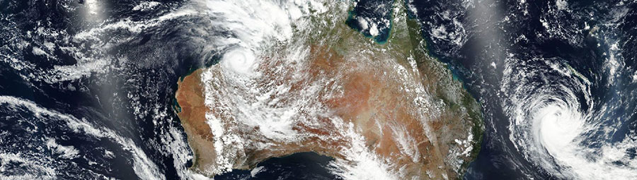 Cyclone Kelvin over western Australia - feature grid