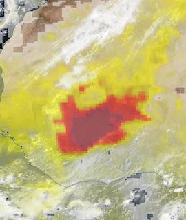Dust Storm in Burkina Faso on 2 May 2021 (Suomi NPP/OMPS and VIIRS) - Feature Grid