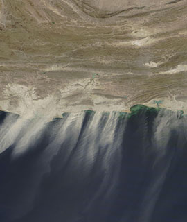 Dust blowing off the coast of Pakistan and Iran on 12 October 2020 (MODIS/Terra) - Feature Grid