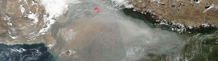 Fires and smoke in Northern India - feature grid