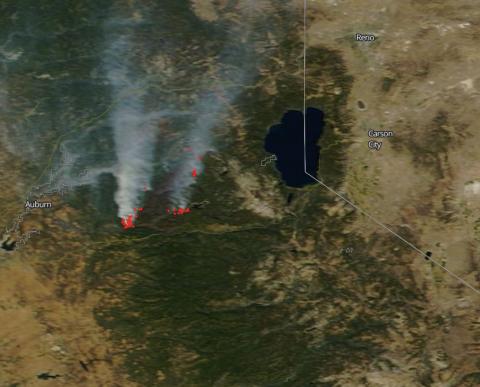 A MODIS image of California's King Fire from September 24, 2014