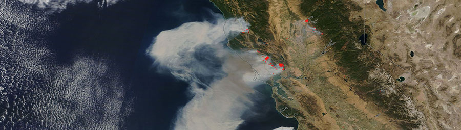 Fires in Northern California, USA - feature grid