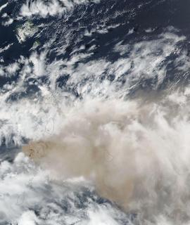 La Soufriere Volcano on 10 April 2021 (Suomi NPP/VIIRS) - Feature Grid