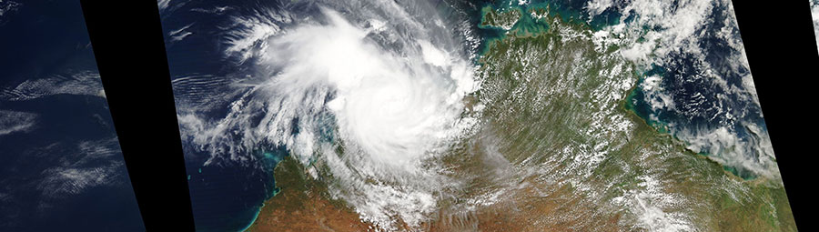 Tropical Cyclone Marcus over northern Australia - feature grid