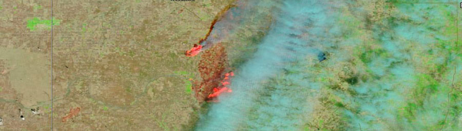 Wildfires in western Oklahoma - feature grid